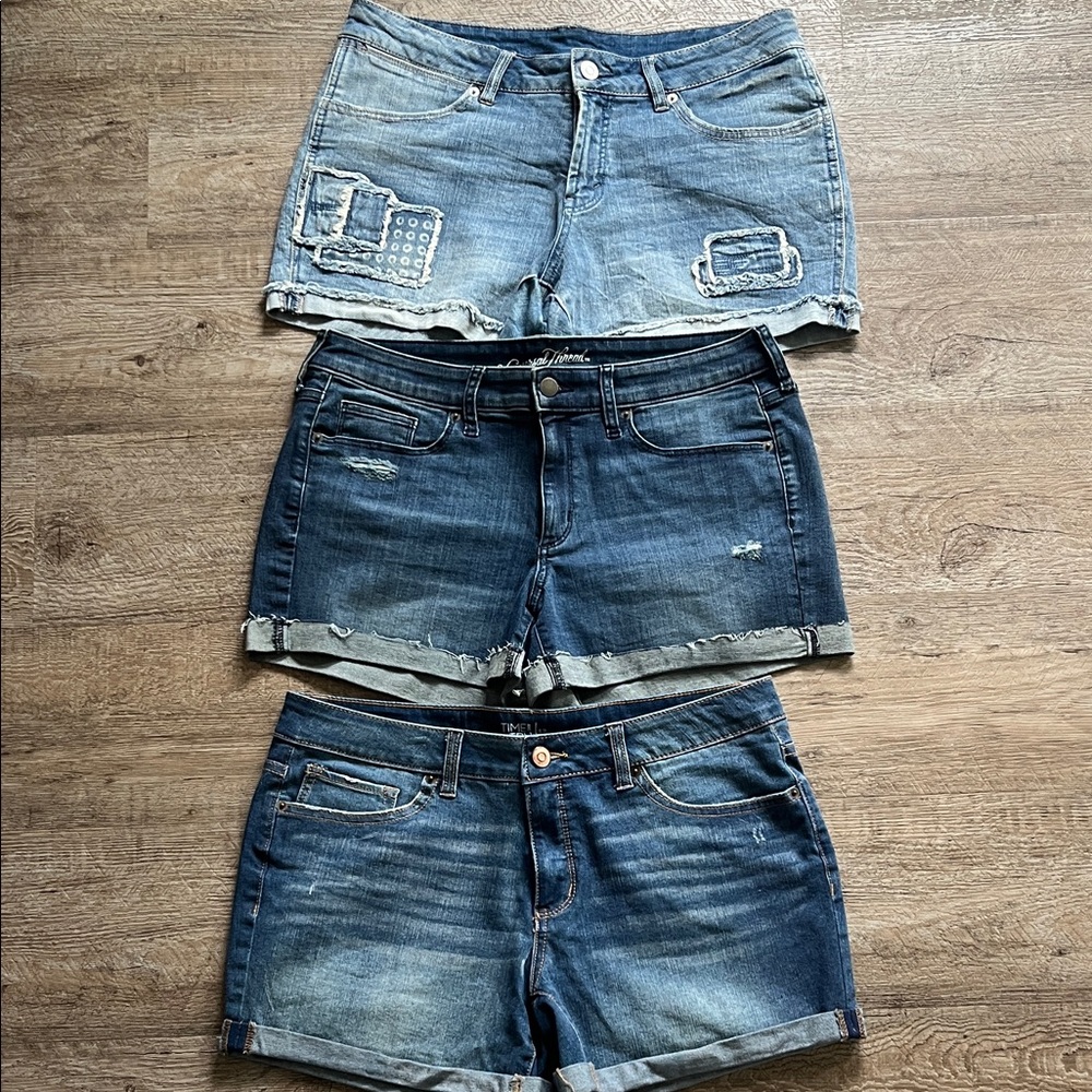 Women's Denim Shorts - Light & Dark Blue Distressed Styles